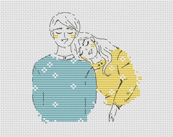 Happy couple cross stitch pattern boy and girl cross stitch pattern Ukraine digital download