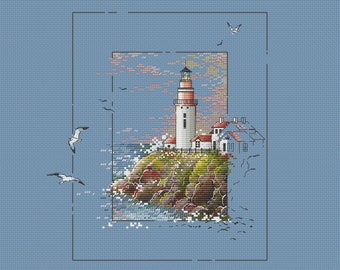 Lighthouse cross stitch pattern beautiful lighthouse cross stitch marine ornament cross stitch nautical home decor cross stitch lighthouse