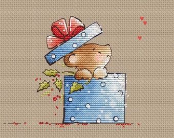 Teddy Bear Christmas cross stitch pattern Christmas gift cross stitch pattern bear cross stitch instant download pdf Christmas stitch chart