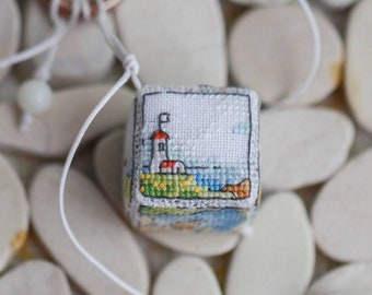 Miniature sea landscape cross stitch pattern