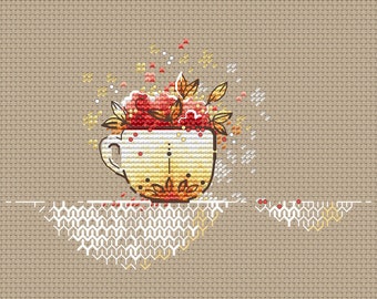 Bouquet in the cup PDF Cross Stitch Pattern flowers cross stitch pattern Instant download spring flowers pattern cross stitch