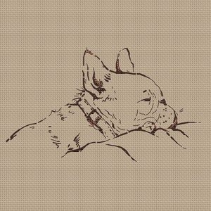 Bulldog francese schema punto croce pdf cane assonnato download immediato schema pdf silhouette cane grafico punto croce per amante dei cani