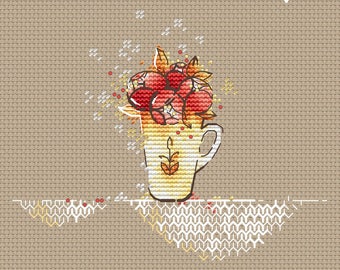 Flowers in the cup Cross Stitch Pattern Peony cross stitch pattern Flowers pdf chart  Instant download Peony bouquet pattern cross stitch