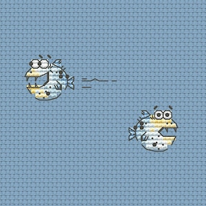 Fishes cross stitch cute fish cross stitch piranha cross stitch funny fishes embroidery pattern aquarium pattern fish with teeth