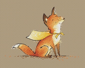 Patrón de punto de cruz de zorro Patrón imprimible en PDF de animales del bosque Punto de cruz para niños Decoración de guardería Punto de cruz Zorro Lindo patrón de puntada de zorro