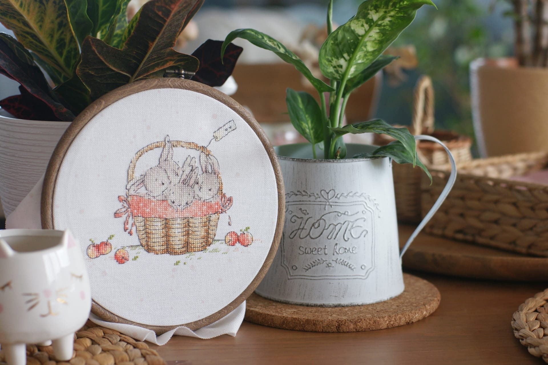 Basket With Bunnies Cross Stitch Pattern Happy Easter Cross Stitch ...