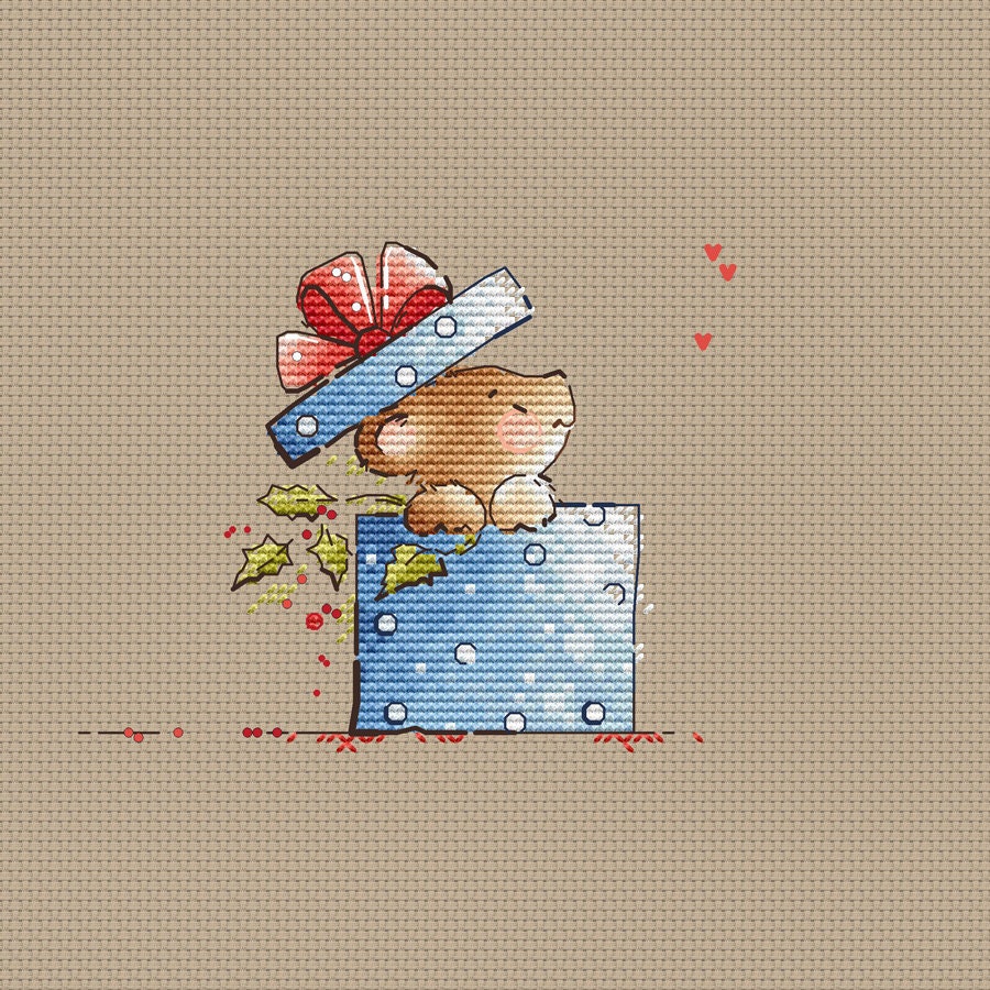 Teddy Bear Christmas Cross Stitch Pattern Christmas Gift Cross Stitch ...