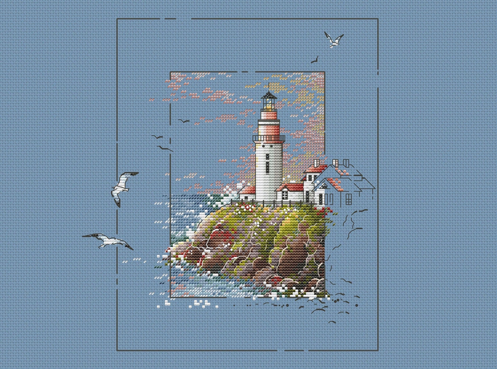Lighthouse Cross Stitch Pattern Beautiful Lighthouse Cross Etsy