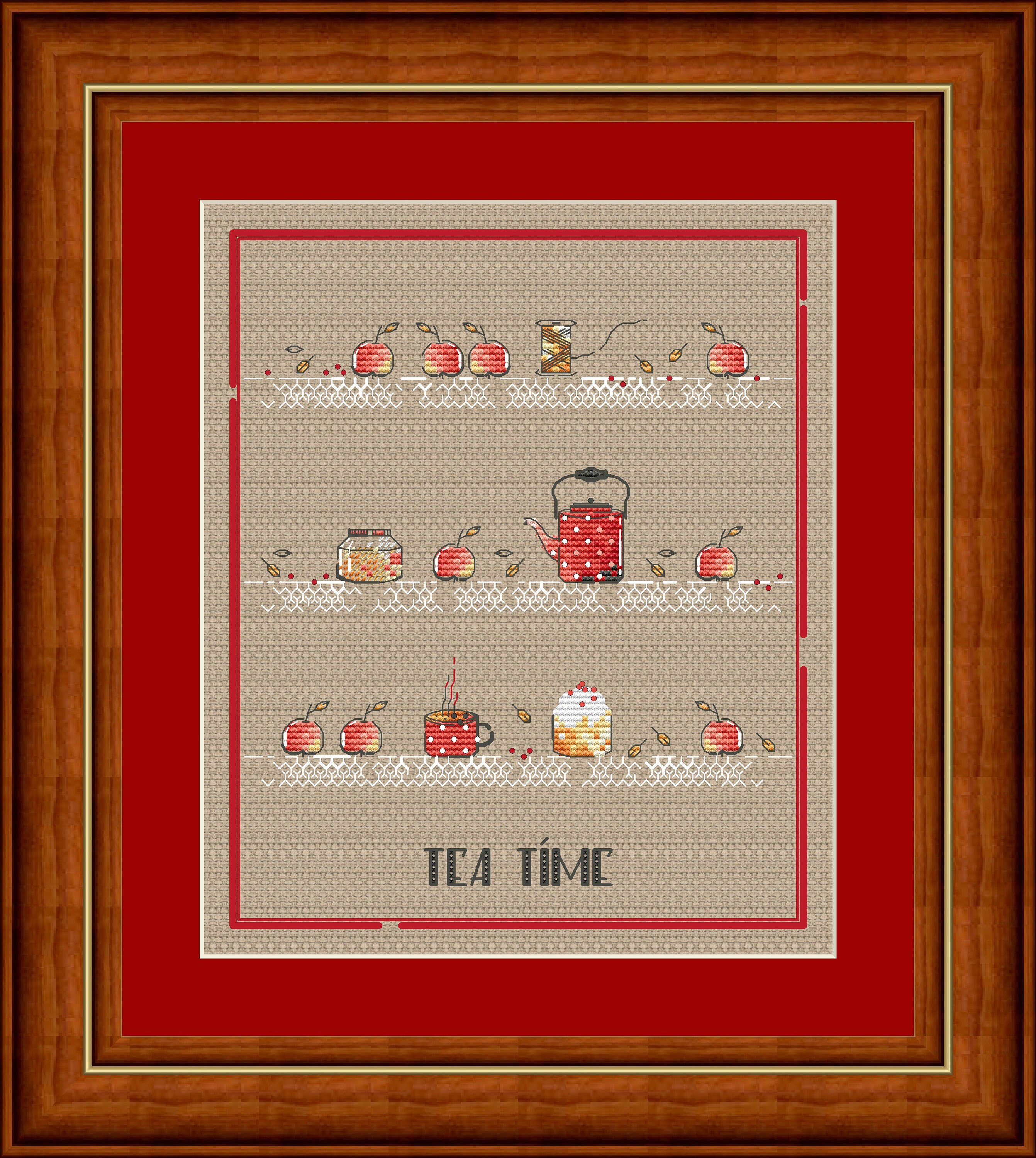 Tea Time Cross Stitch Pattern Teapot Cross Stitch Apple Cross Etsy