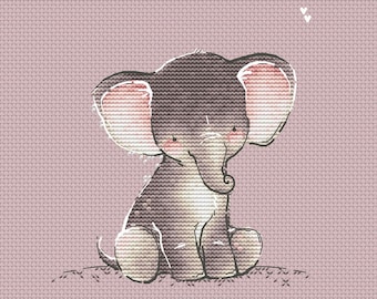 Newborn Elephant Cross Stitch Pattern Newborn cross stitch Instant download printable PDF file Nursery Decor New baby Elephant chart
