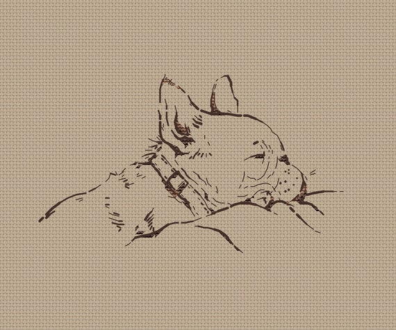 French Bulldog pdf cross stitch pattern sleepy dog instant download pdf pattern silhouette dog chart cross stitch for dog lover