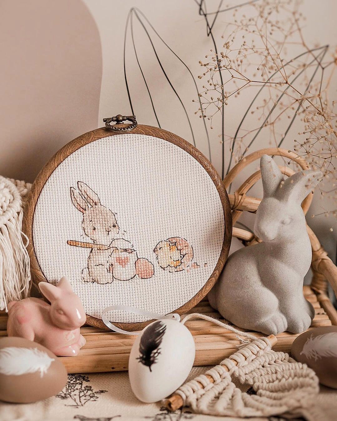 Bunny With Easter Egg Cross Stitch Pattern Bunny With Chickens Cross ...