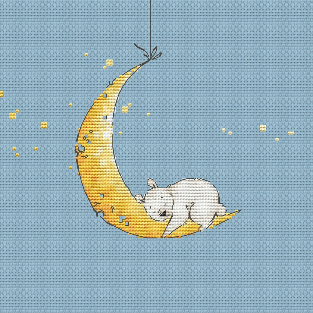 Baby Bear on the Moon Cross Stitch Pattern Baby Birth Record Cross Stitch  Moon Cross Stitch Ukraine Digital Download - Etsy, image size:1080x1080