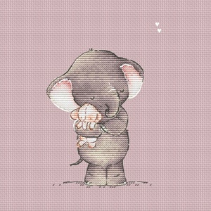 Elephant Baby Cross Stitch Pattern printable PDF file Instant download Nursery Decor Baby cross stitch Elephant cross stitch chart