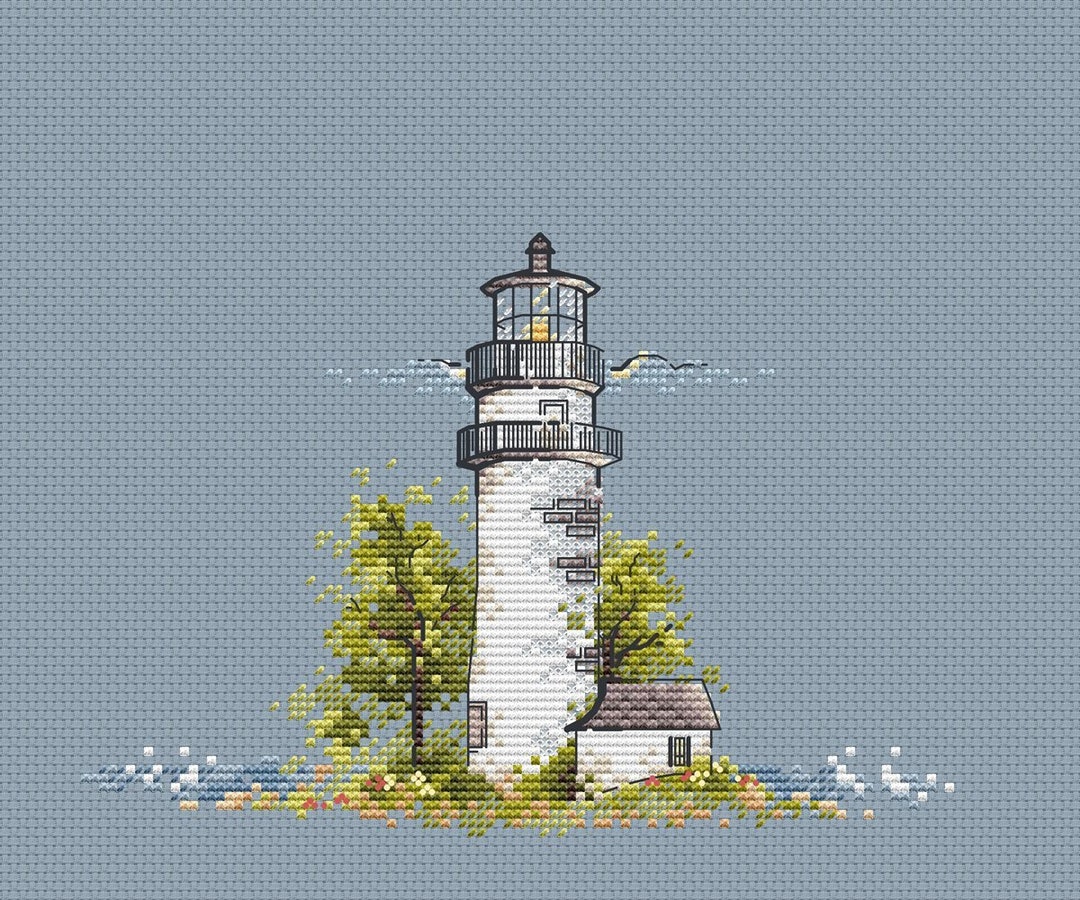Lighthouse Cross Stitch Pattern Sea Landscape Cross Stitch White