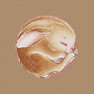 Sweet Bunny cross stitch pattern Light brown bunny instant download pdf pattern cross stitch for baby sleeping bunny chart pdf