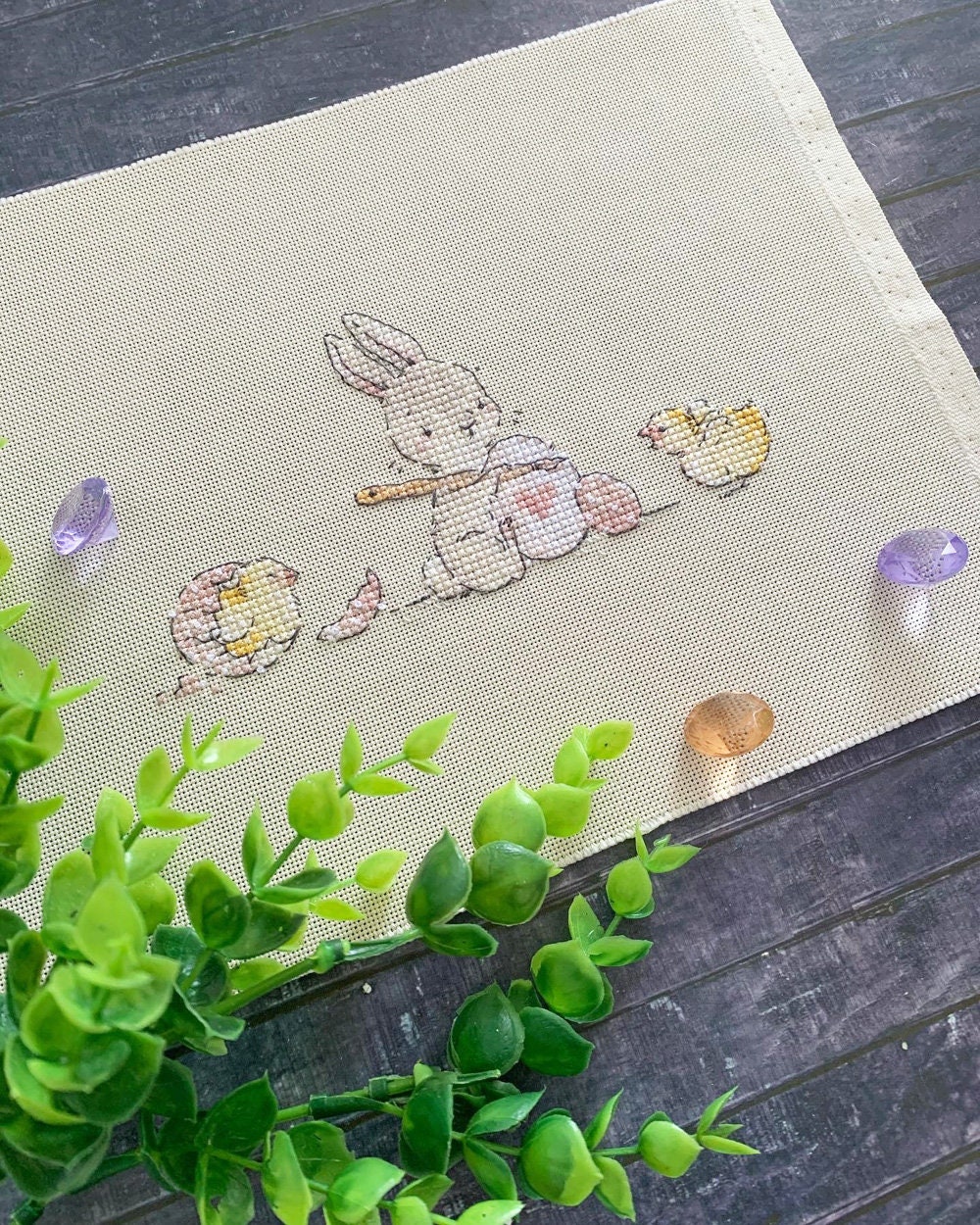 Bunny With Easter Egg Cross Stitch Pattern Bunny With Chickens Cross ...