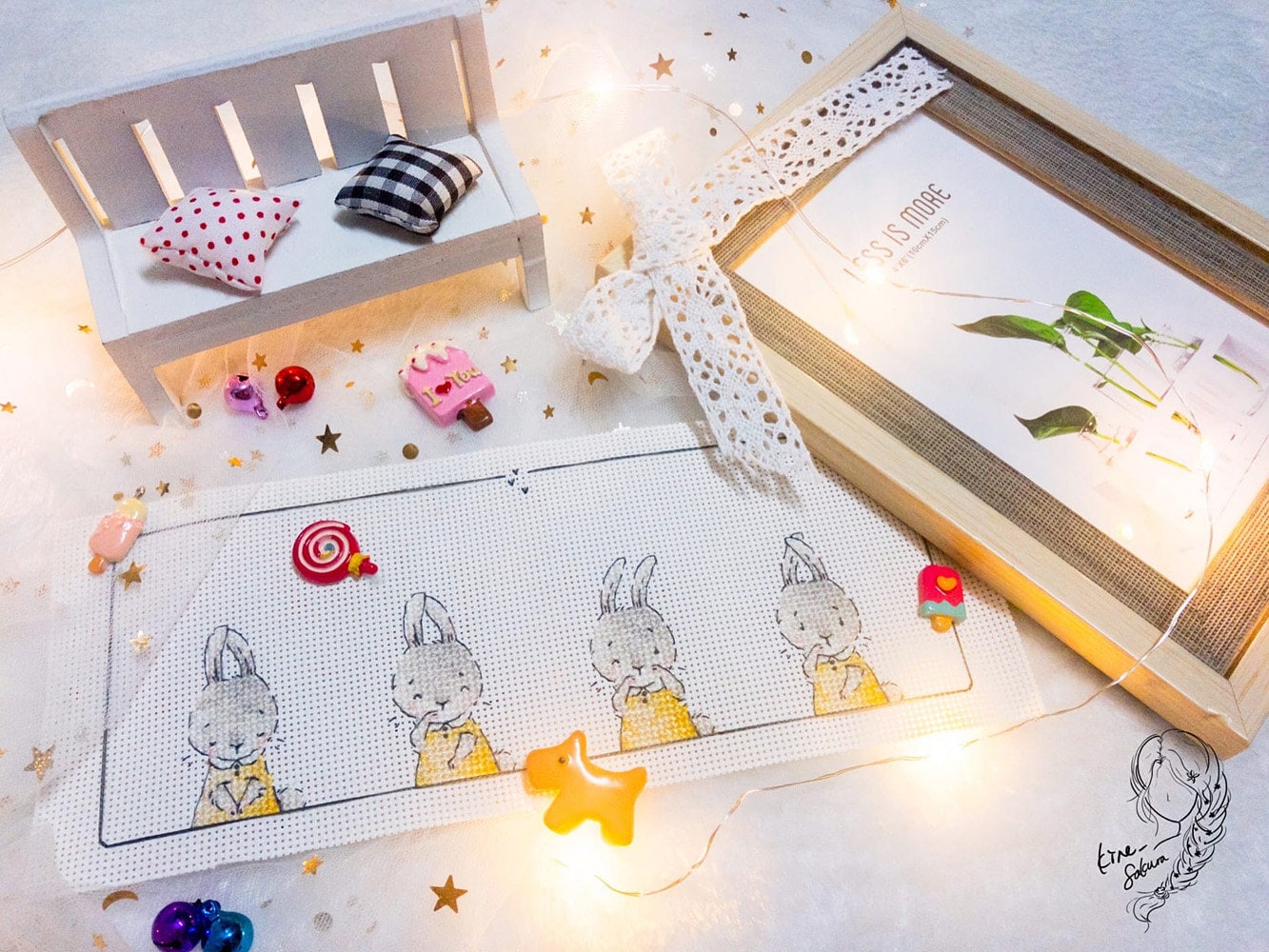 Bashful bunnies beauty is everywhere cross stitch pattern