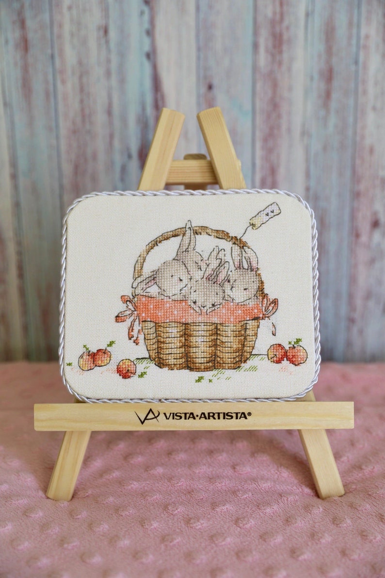 Basket With Bunnies Cross Stitch Pattern Happy Easter Cross Stitch ...