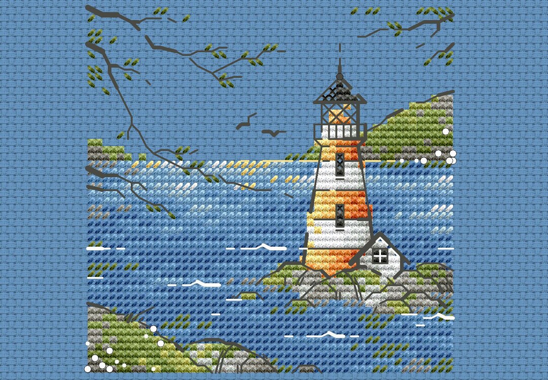 Small Lighthouse in the Sea Cross Stitch Pattern Summer Lighthouse View ...
