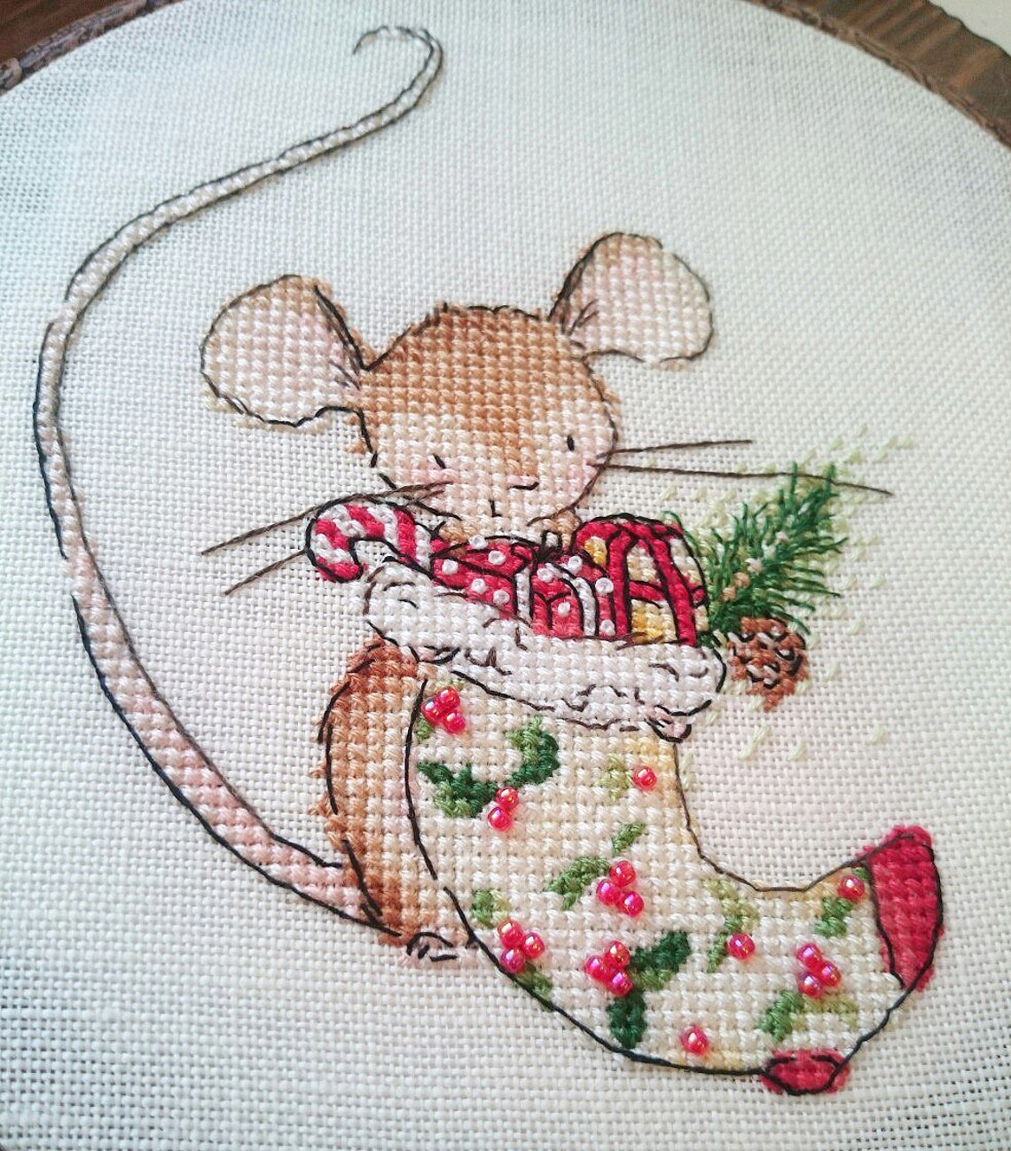 Christmas Mouse cross stitch pattern Christmas stocking | Etsy