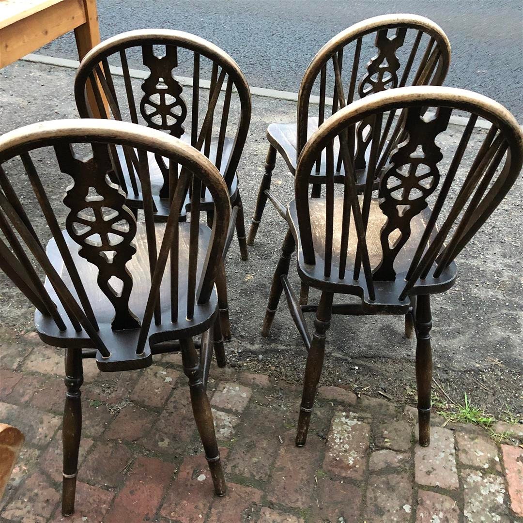 Set of Four Vintage Windsor Wheelback Dining Chairs Etsy