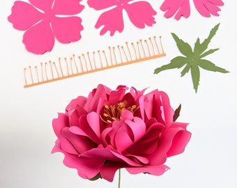 Shrub Rose and Fluffy Peony Paper Flower Combo | SVG PDF Files for Cricut & Silhouette