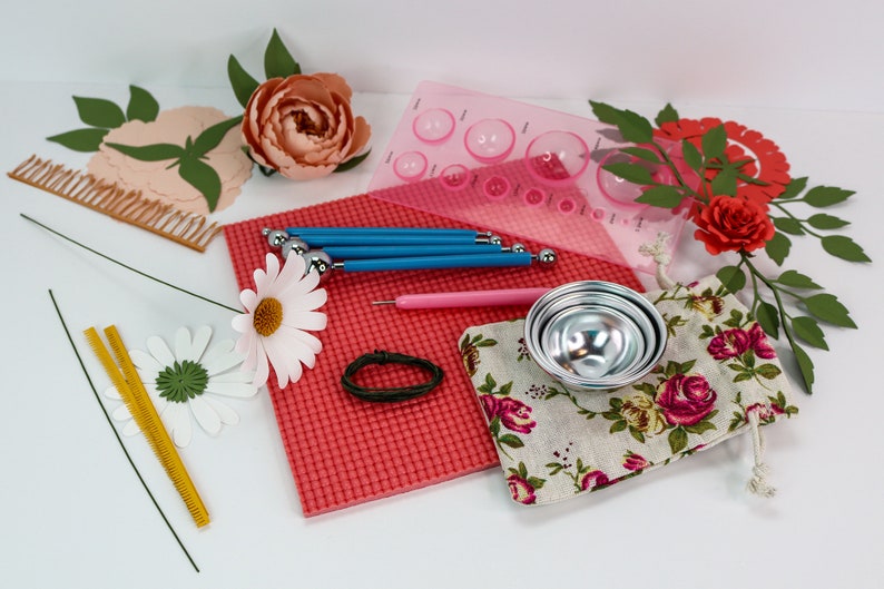 Deluxe Paper Flower Tool Kit with 3 Paper Flower Kits Peony Etsy