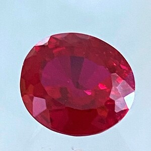 Ruby (Lab grown): 5.84 ct., AAAA+, certified gem, vivid red color, smooth luster, great cut & lots of fire. Tested Corundum.