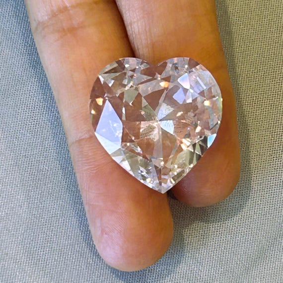 American Diamond, 25x25x11 Mm, Heart, AAAAA, Lab Created