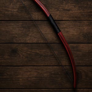 Dielast Longbow for Adults – Handcrafted Traditional Archery Bow – Deep Red Finish Gift for Beginners