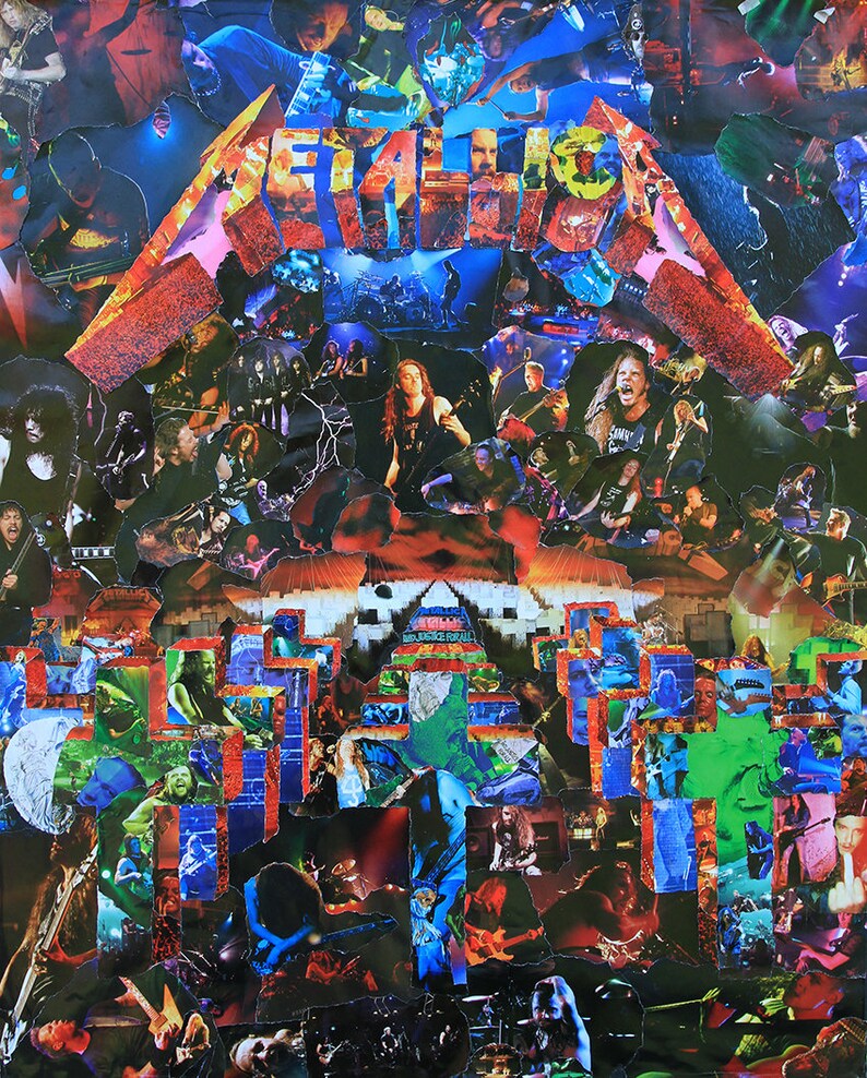 Metallica Master Of Puppets Black Collage Poster Print Or Image 0