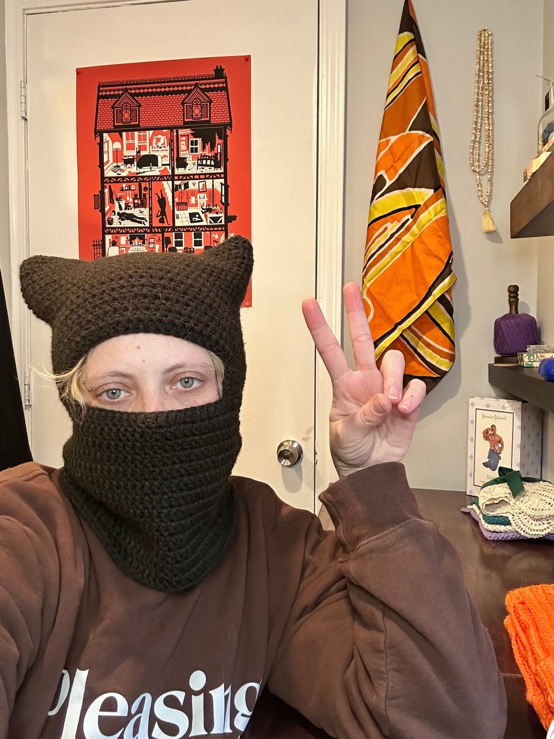 Crochet Cat Ear Balaclava PDF Pattern Adult Crochet Winter Balaclava
