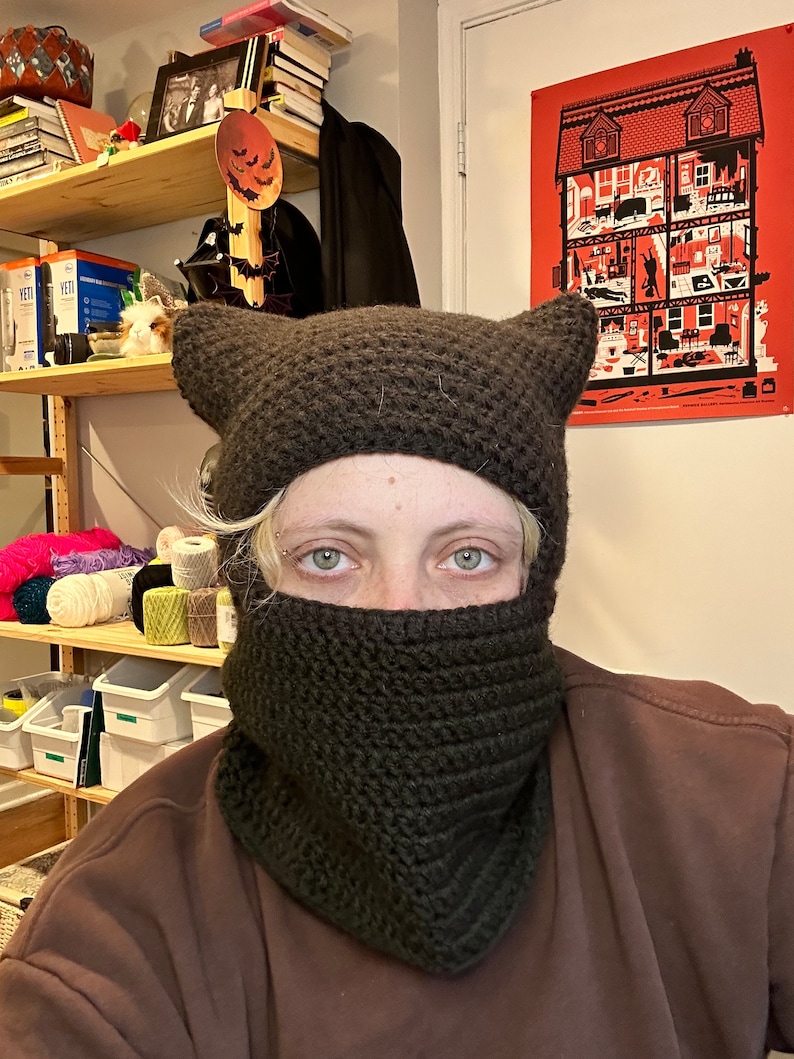 Crochet Cat Ear Balaclava PDF Pattern Adult Crochet Winter Balaclava