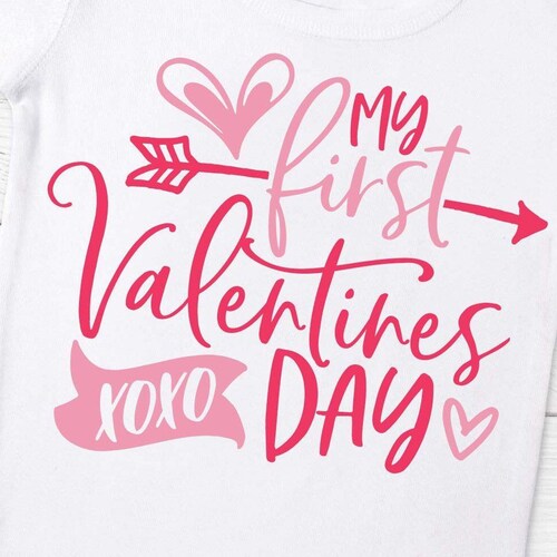 My First Valentines Day Valentines Day Cut File SVG DXF &amp; | Etsy