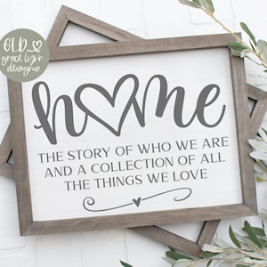 Home La storia di chi siamo e una raccolta di tutte le cose che amiamo - File di taglio digitale - svg, dxf, png ed eps