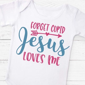 Oubliez Cupidon Jésus m'aime - Fichier de coupe Saint Valentin - SVG, DXF et PNG