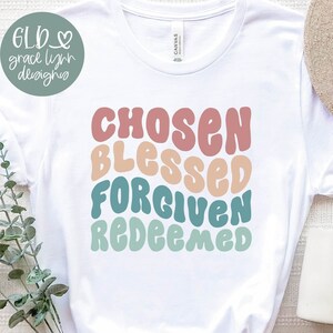 Auserwählt Gesegnet, Vergeben und Eingelöst SVG | Ostern-Shirt Motiv | Retro Ostern SVG Digital Schnitt Datei | Religiöses Ostern SVG