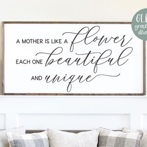 Une mère est comme une fleur, chacune magnifique et unique - fichier numérique découpé pour la fête des mères - svg, dxf, png, eps