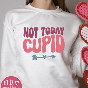 Non oggi Cupido, citazione retrò per San Valentino, SVG di San Valentino impilato, file di taglio digitale di San Valentino, SVG ondulato di San Valentino