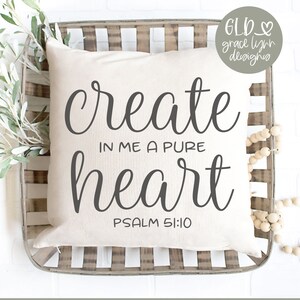 Crea en mí un corazón limpio - Salmo 51:10 - Archivo digital de las Escrituras - SVG, DXF, PNG, EPS