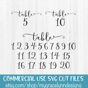 Hochzeit Tischnummern - Hochzeit Zeichen Nummern - DIY Hochzeit - SVG Schnitt Datei