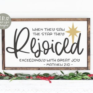 Cuando vieron la estrella, se regocijaron con gran alegría - Mateo 2:10 - Archivo de corte digital de Navidad - SVG, DXF, PNG y EPS