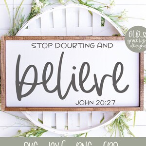 Deja de dudar y cree - Juan 20:27 - Archivo digital de las Escrituras - SVG, DXF, PNG, EPS
