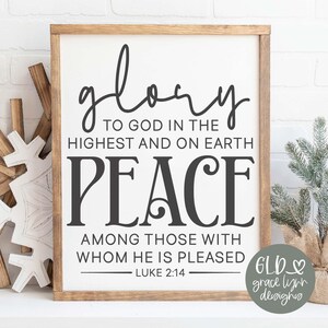Gloria a Dios en las alturas - Lucas 2:14 SVG, Navidad SVG, Letrero navideño religioso, Versículo bíblico de Navidad svg, Cita de las Escrituras SVG