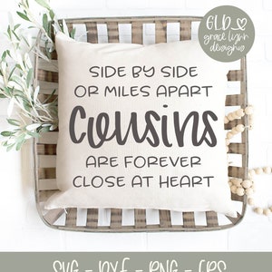 Side by Side Or Miles Apart Cousins Are Forever Short At Heart - Digital Cut File - svg, dxf, png, eps