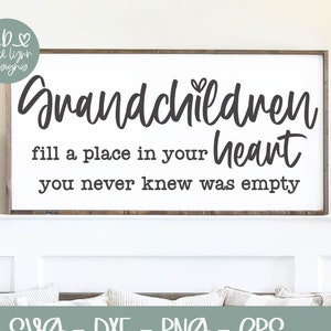 Les petits-enfants remplissent une place dans votre coeur SVG | Grand-mère SVG | Conception d'enseigne grand-mère | Svg de petits-enfants | Citation de grand-mère