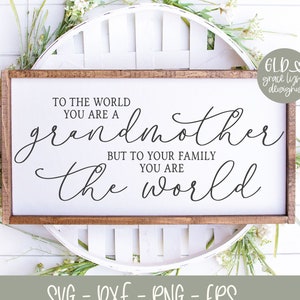 To The World You Are A Grandmother But To Your Family You Are The World - Digital Cut File - svg, dxf, png, eps