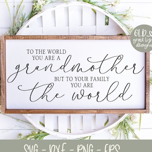 To The World You Are A Grandmother But To Your Family You Are The World - Digital Cut File - svg, dxf, png, eps