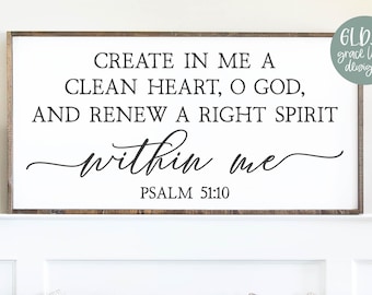 Create In Me A Clean Heart - Psalm 51:10 | Scripture svg | Bible Verse svg | Scripture Quote Wall Art | Religious svg Quote | Faith svg